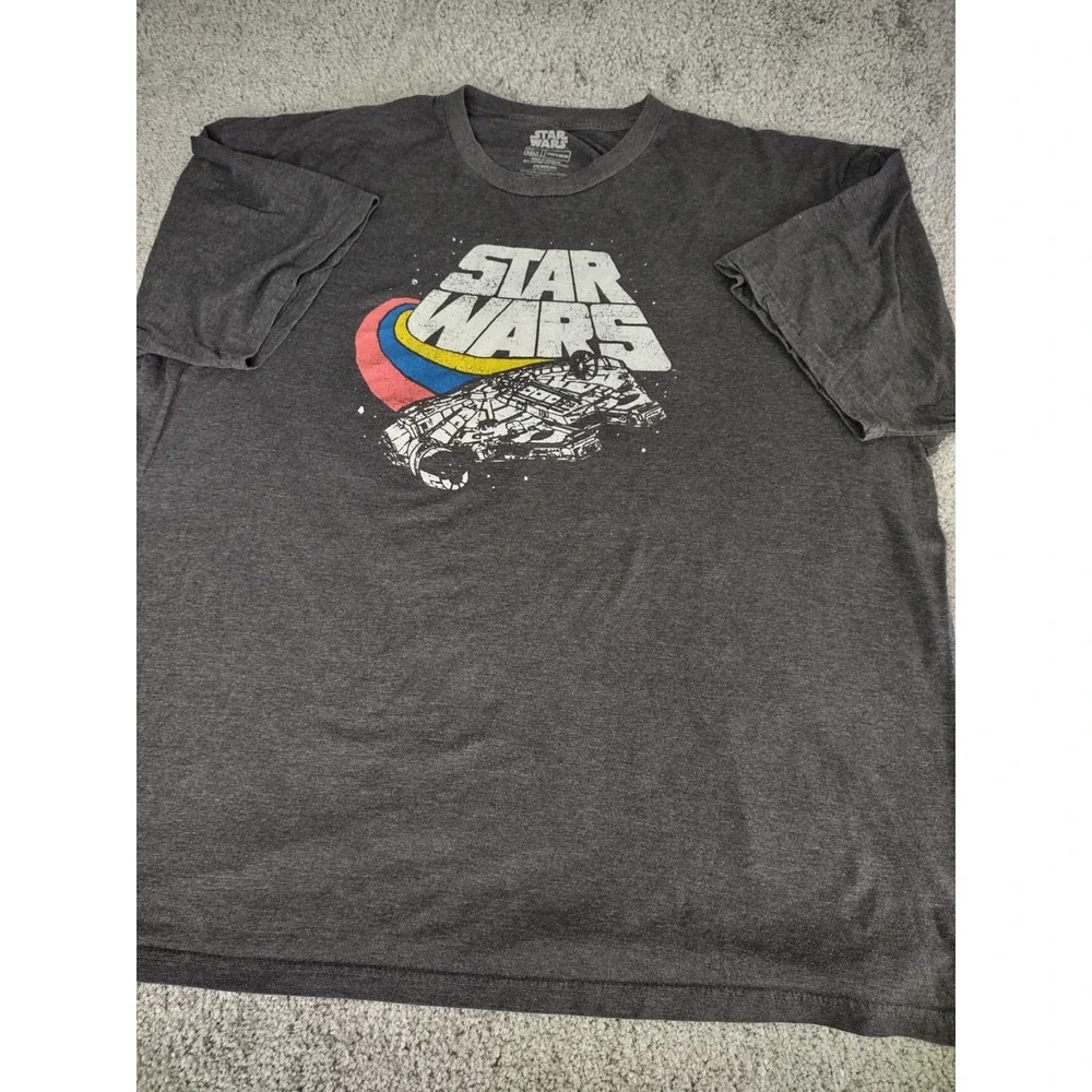 Vintage Fifth Sun Star Wars 4XL Gray Faded‎ Millennium Falcon Shirt Retro Y2K - Picture 4 of 8